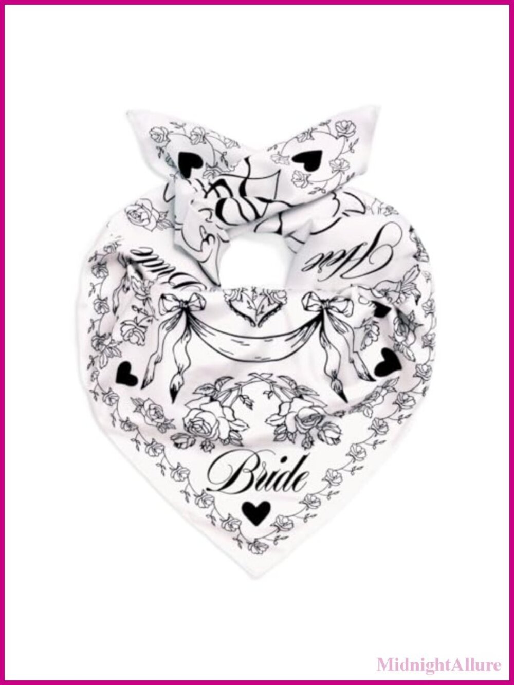 Bride Swan Head Scarf 27x27 Satin Bandana Bachelorette Bridal Headwrap
